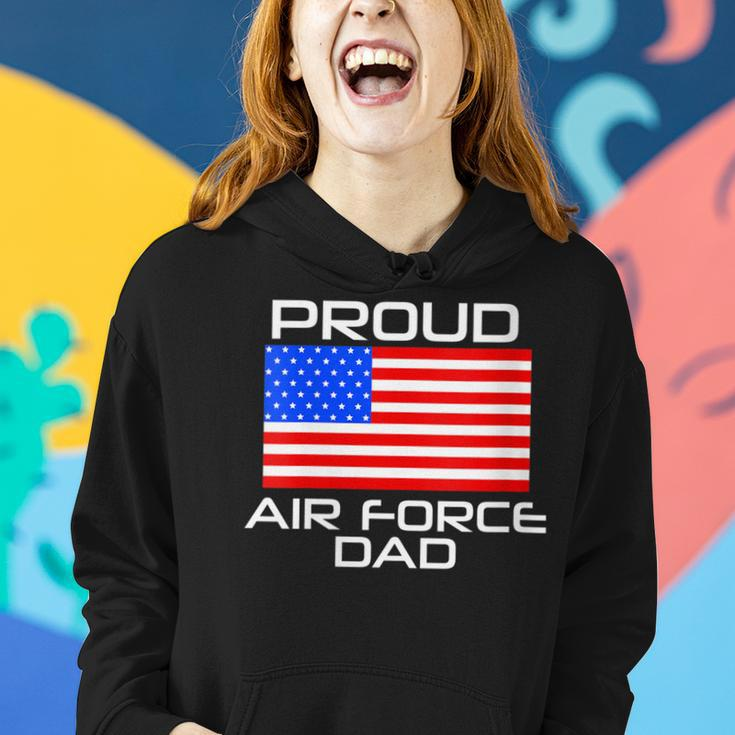 Womens Proud Air Force Dad Us Veterans 4Th Of July American Flag Women Hoodie Gifts for Her