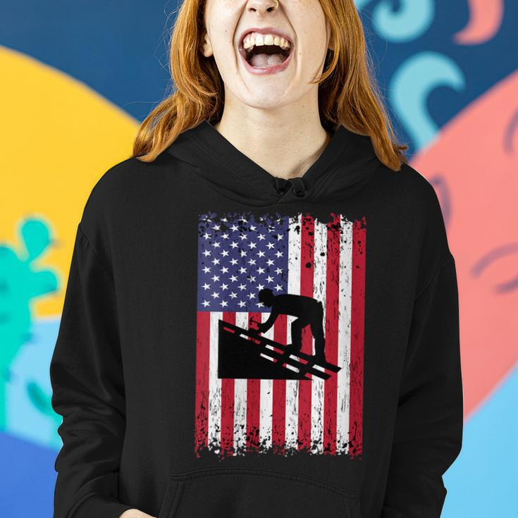 Womens Roofer Dad Usa Flag Patriotic 4Th Of July Gift Women Hoodie Gifts for Her