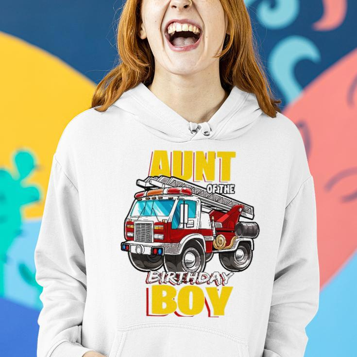 Aunt Of The Birthday Boy Matching Family Fireman Firetruck Women Hoodie Gifts for Her