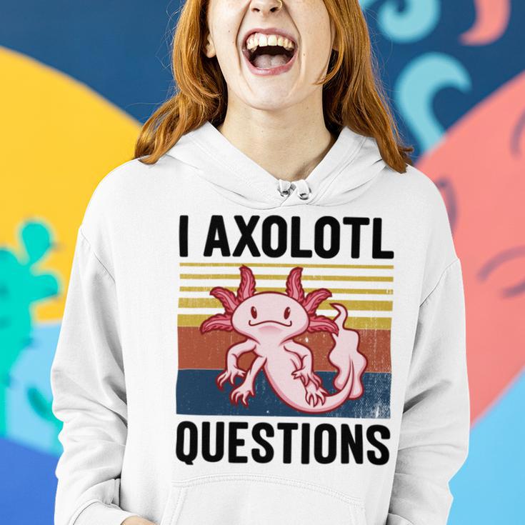 Axolotl Questions I Ask A Lot Of Questions Pun Vintage Women Hoodie Gifts for Her