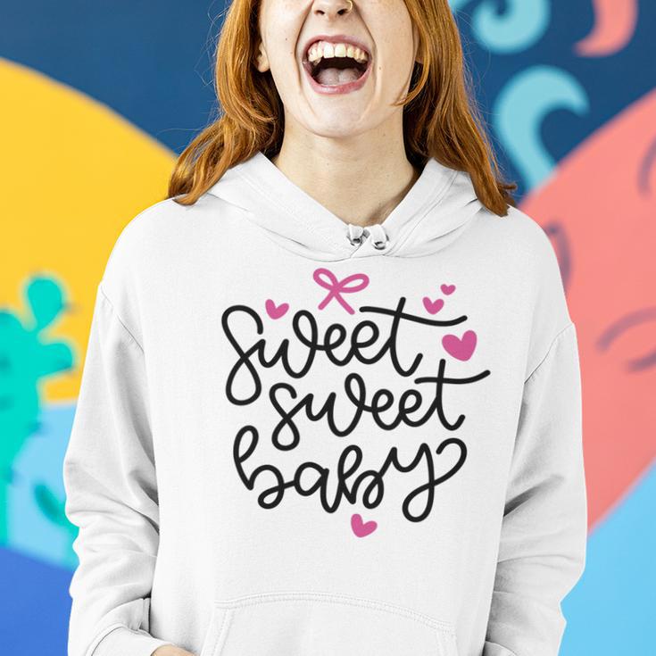 Baby Shower Text Pink Heart Ribbon Design Sweet Sweet Baby Women Hoodie Gifts for Her