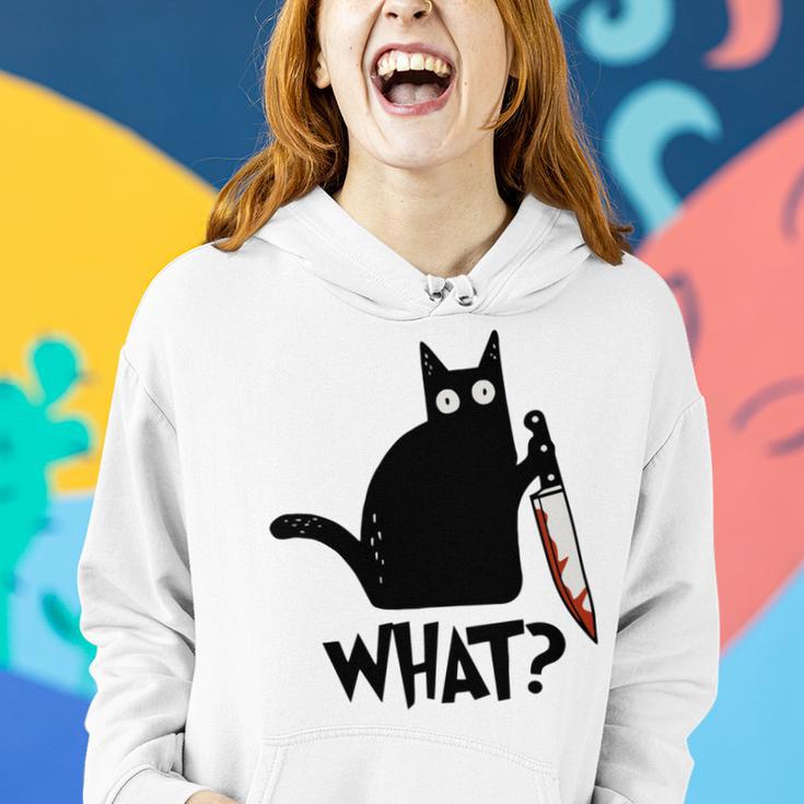 Cat What Murderous Black Cat With Knife Women Hoodie Gifts for Her