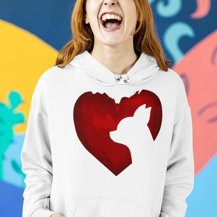 Chihuahua Shape With Red Heart Painting For Valentine Day Women Hoodie Gifts for Her