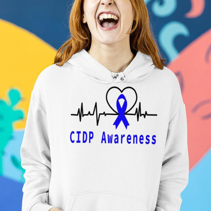 Chronic Inflammatory Demyelinating Polyneuropathy Cidp Awareness Heartbeat Blue Ribbon Cidp Support Cidp Awareness Women Hoodie Gifts for Her