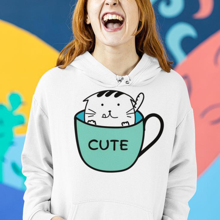 Cute Cat In Mug Women Hoodie Gifts for Her