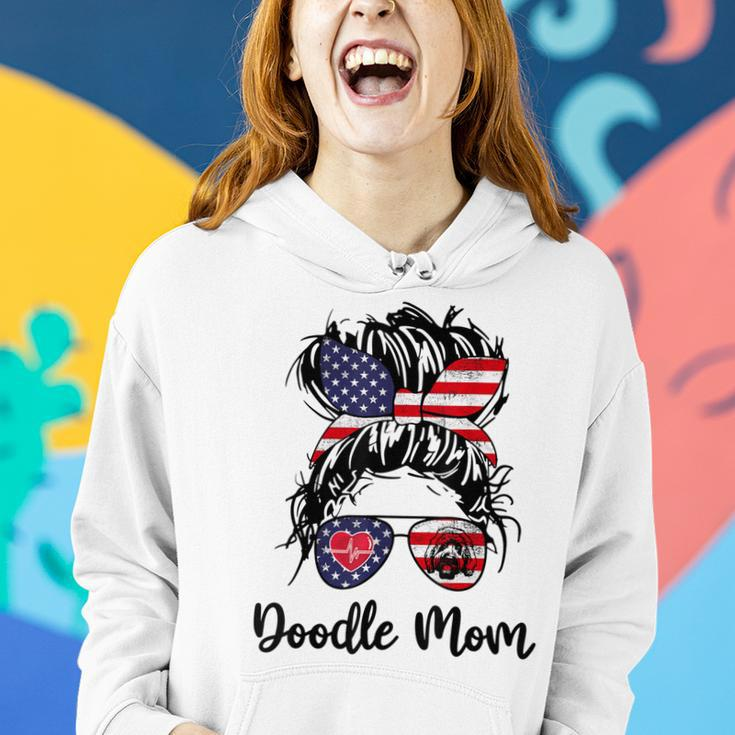 Doodle Mom Happy 4Th Of July American Flag Day Women Hoodie Gifts for Her