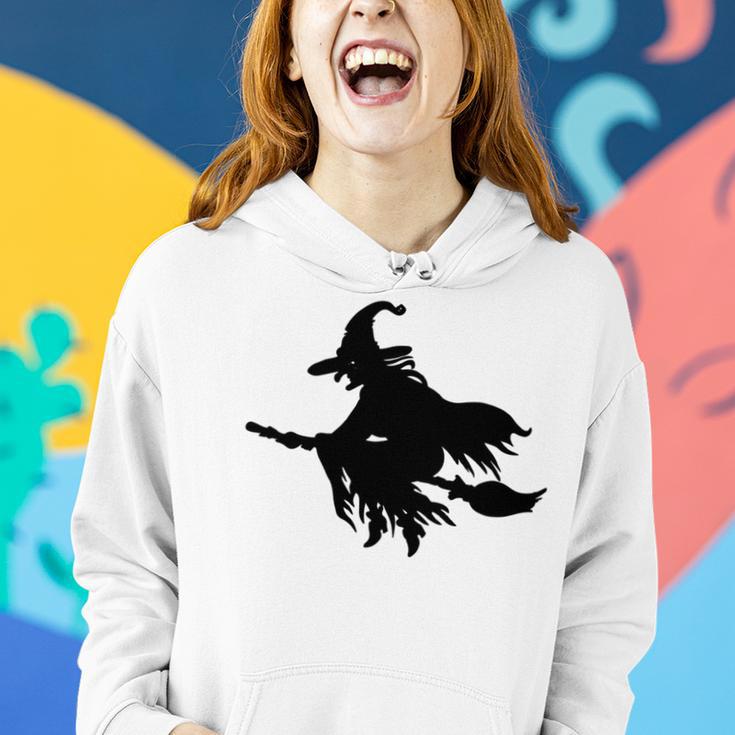 Halloween Scary Old Witch On Broom Art Design Pattern Women Hoodie Gifts for Her