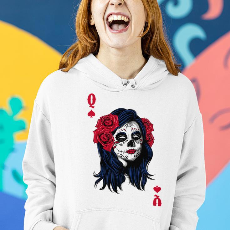 Halloween Sugar Skull With Red Floral Halloween Gift By Mesa Cute Women Hoodie Gifts for Her