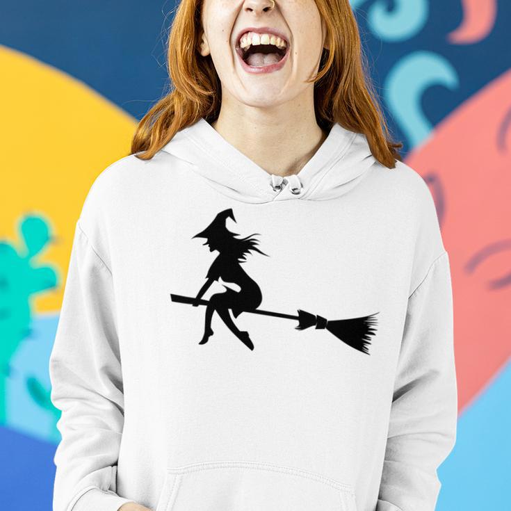 Halloween Young Scary Witch On Broom Pattern Women Hoodie Gifts for Her