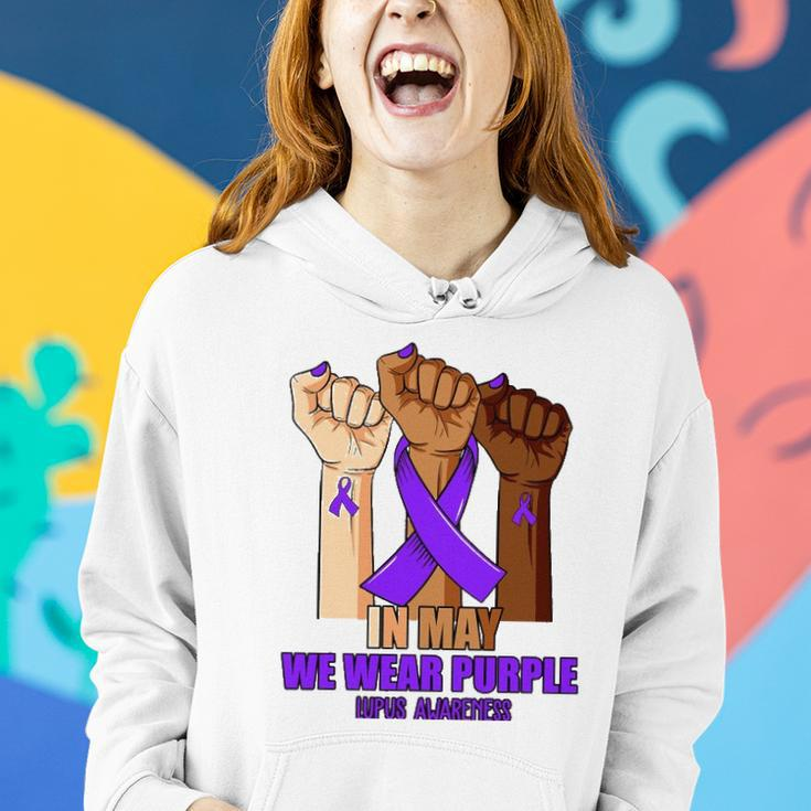 Hand In May We Wear Purple Lupus Awareness Month Women Hoodie Gifts for Her