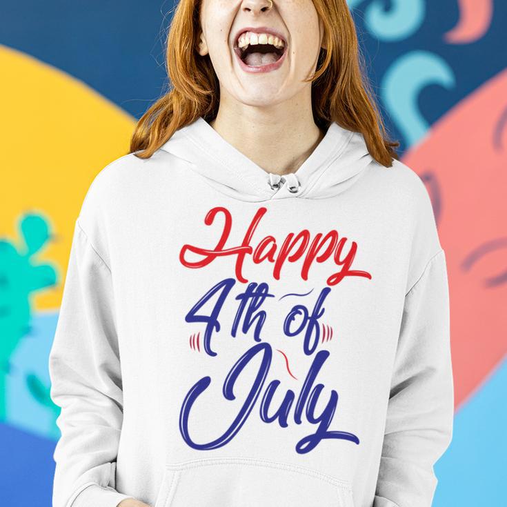 Happy 4Th Of July Dark Red Blue Text Women Hoodie Gifts for Her