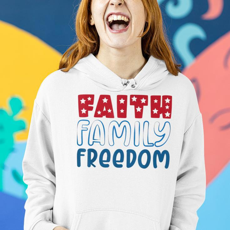 Happy 4Th Of July Fireworks Patriotic Faith Family Freedom Women Hoodie Gifts for Her