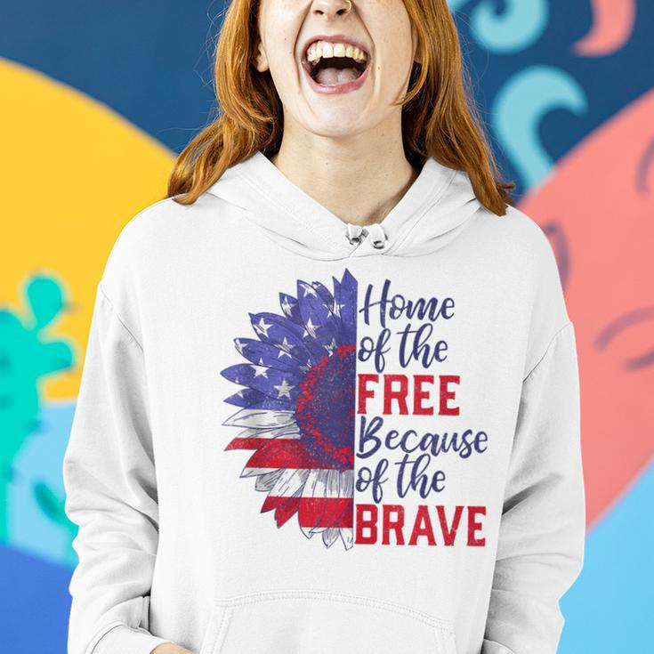 Home Of The Free Because Of The Brave Sunflower 4Th Of July Women Hoodie Gifts for Her