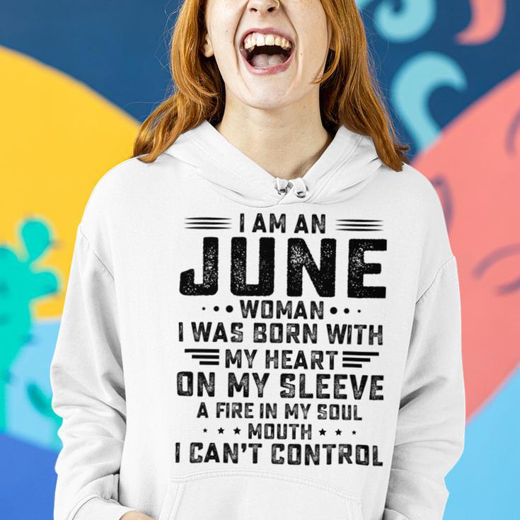 I Am An June Woman I Was Born With My Heart On My Sleeve V2 Women Hoodie Gifts for Her