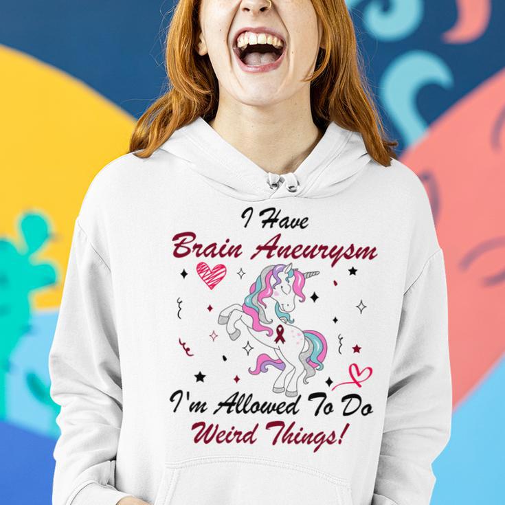 I Have Brain Aneurysm Im Allowed To Do Weird Things Unicorn Burgundy Ribbon Brain Aneurysm Bpd Brain Aneurysm Women Hoodie Gifts for Her