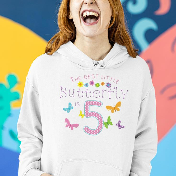 Kids 5Th Fifth Birthday Party Cake Little Butterfly Flower Fairy Women Hoodie Gifts for Her