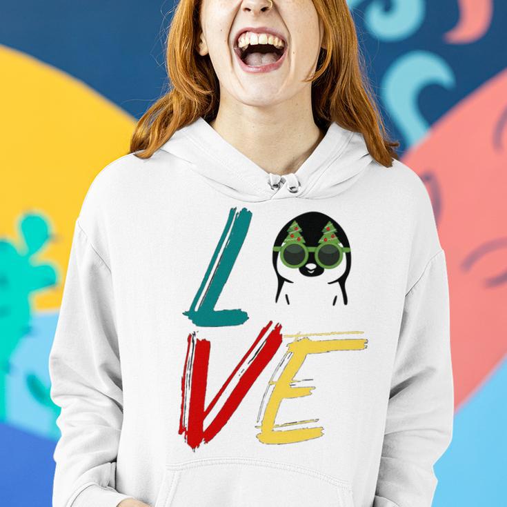 Love The Xmas Penguin Women Hoodie Gifts for Her