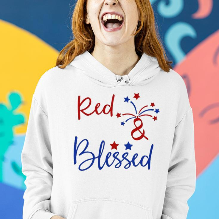 Red White Blessed 4Th Of July Cute Patriotic America Women Hoodie Gifts for Her