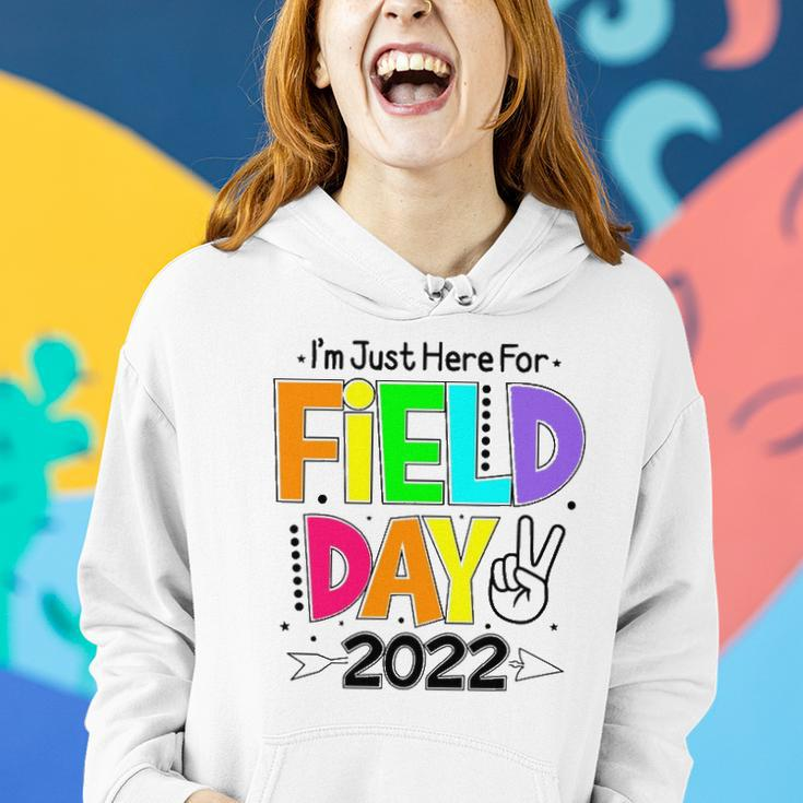 School Field Day Teacher Im Just Here For Field Day 2022 Peace Sign Women Hoodie Gifts for Her