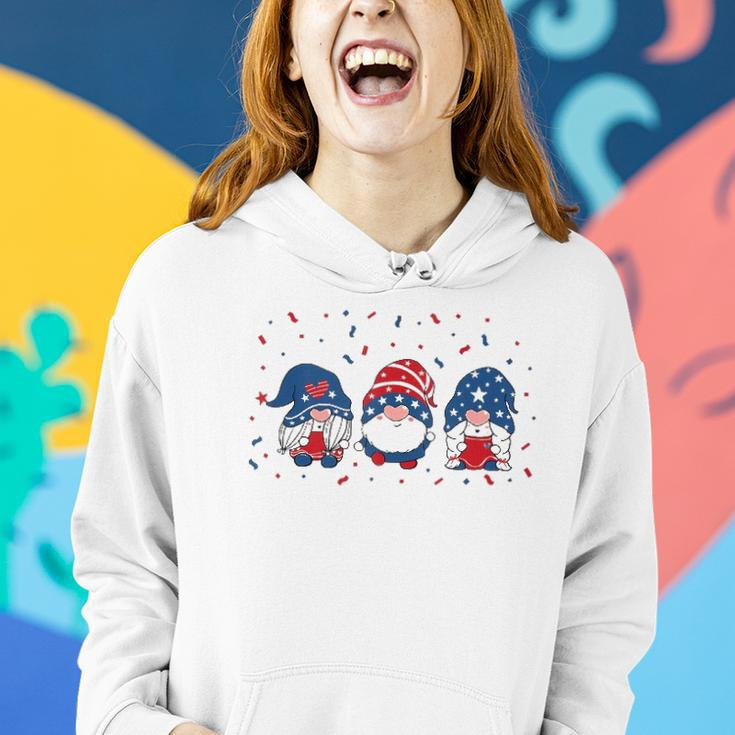 Three Gnomes Celebrating Independence Usa Day 4Th Of July Women Hoodie Gifts for Her