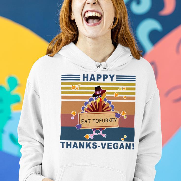 Turkey Happy Thanks Vegan Turkey Vintage Retro Women Hoodie Gifts for Her