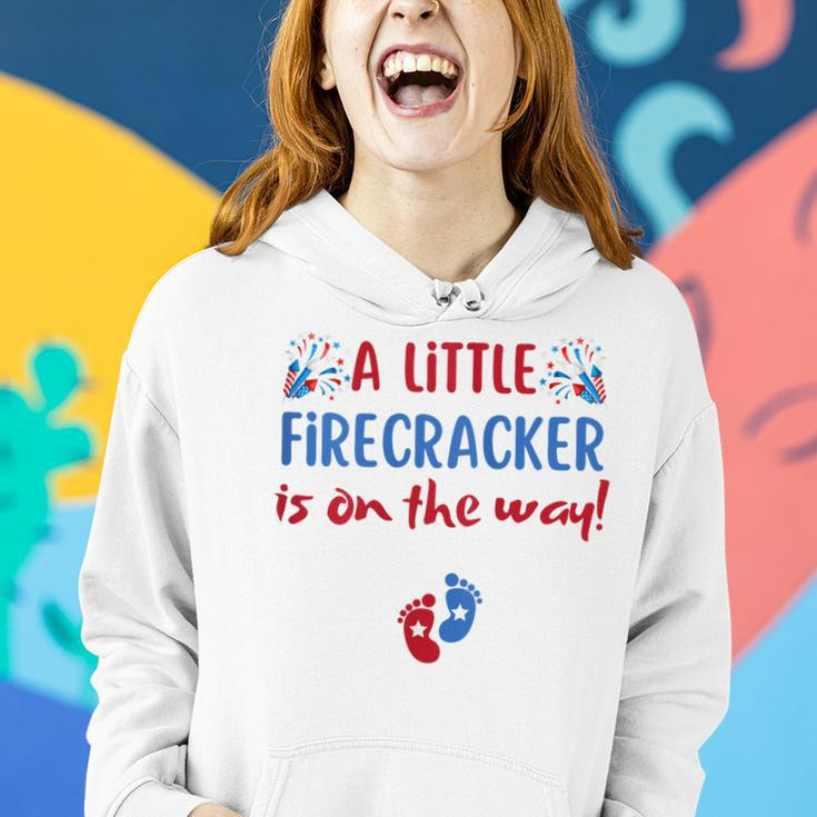 Womens 4Th Of July Pregnancy A Little Firecracker Is On The Way Women Hoodie Gifts for Her