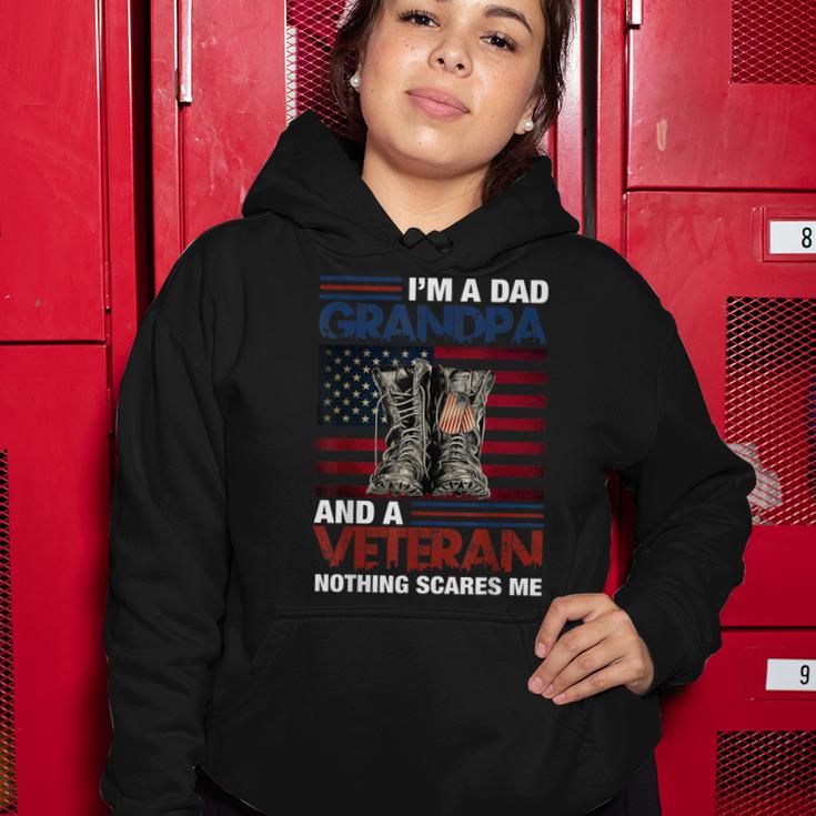 Mens Im A Dad Grandpa And A Veteran Nothing Scares Me Usa Flag  Women Hoodie