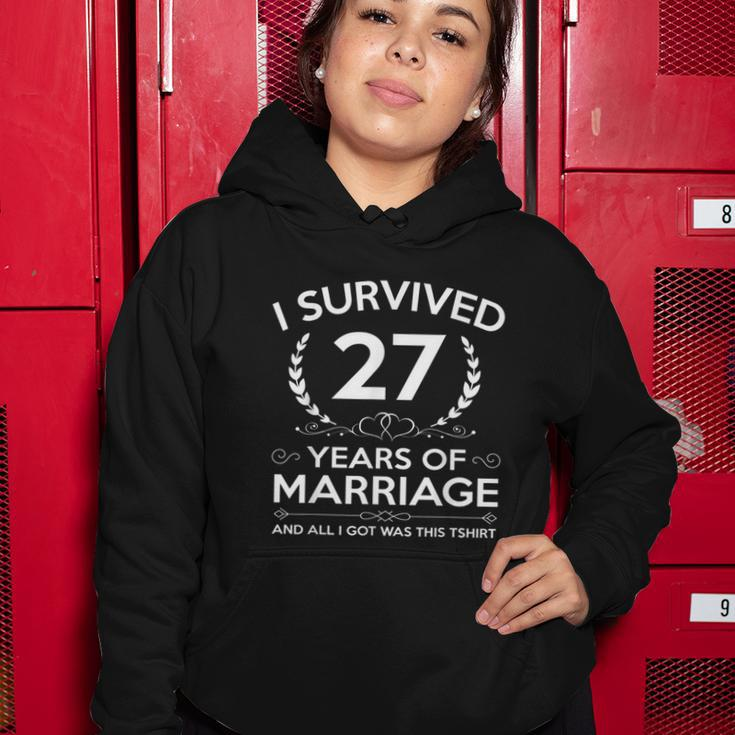 27Th Wedding Anniversary Gifts Couples Husband Wife 27 Years V2 Women Hoodie Unique Gifts