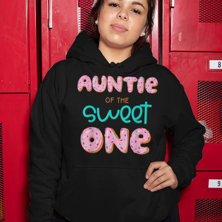Auntie Of The Sweet One First Birthday Matching Family Donut Women Hoodie Funny Gifts