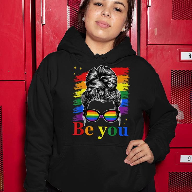 Be You Pride Lgbtq Gay Lgbt Ally Rainbow Flag Woman Face Women Hoodie Unique Gifts