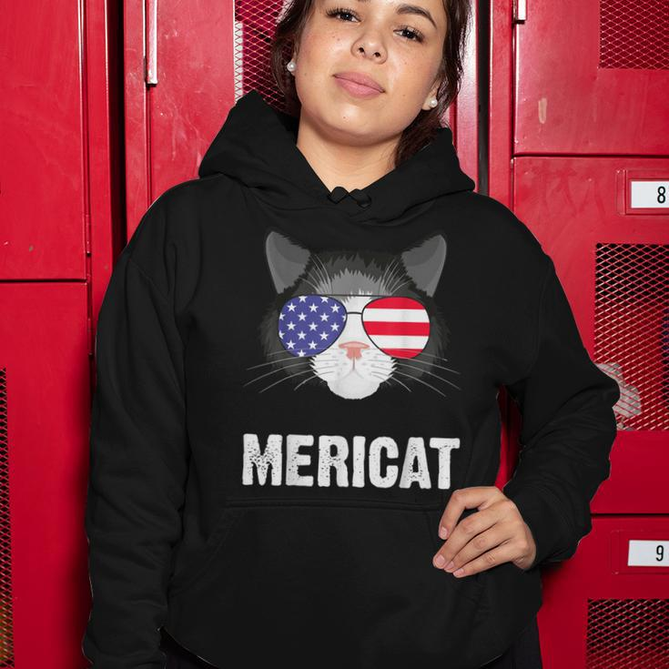 Cat American Flag Independence Day Mericat 4Th Of July Women Hoodie Funny Gifts