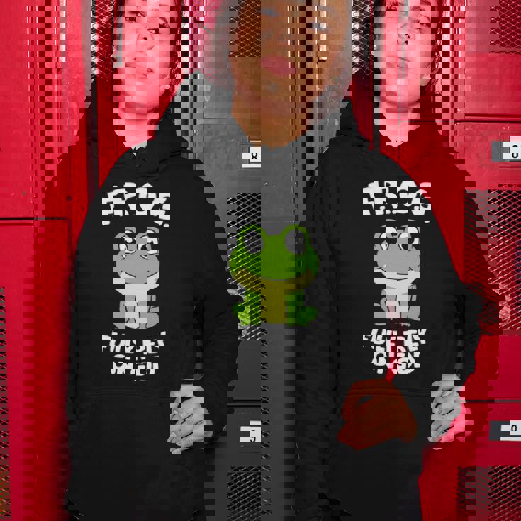 Cute Frog Fully Rely On God Christian Frog Women Hoodie Unique Gifts