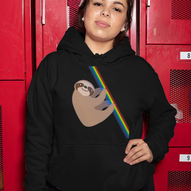 Cute Sloth Design - New Sloth Climbing A Rainbow Women Hoodie Unique Gifts