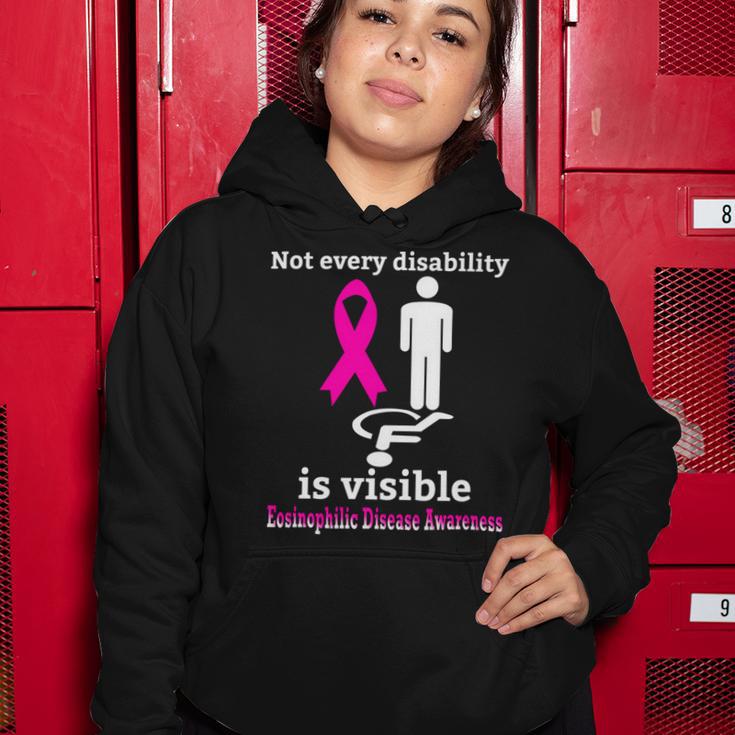 Every Disability Is Visible Eosinophilic Disease Awareness Pink Ribbon Eosinophilic Disease Eosinophilic Disease Awareness Women Hoodie Funny Gifts