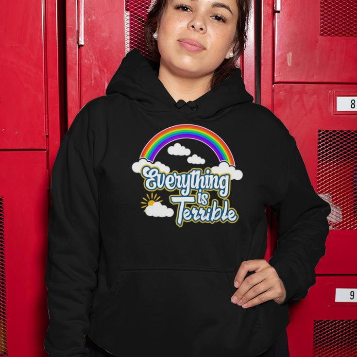 Everything Is Terrible Summer Rainbow And Clouds Design Women Hoodie Unique Gifts