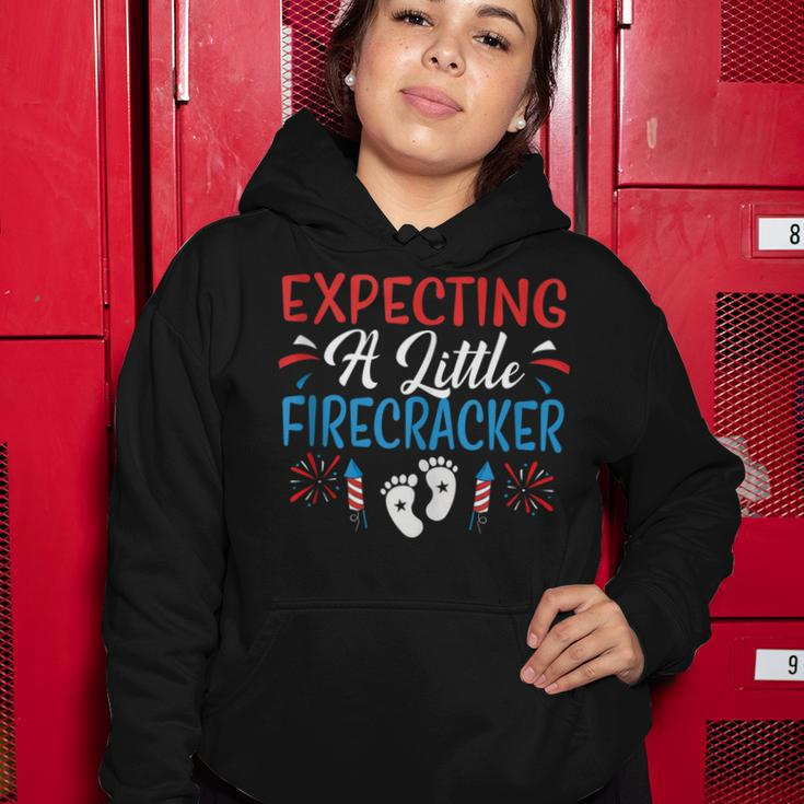 Expecting A Little Firecracker 4Th Of July Pregnancy Baby Women Hoodie Funny Gifts