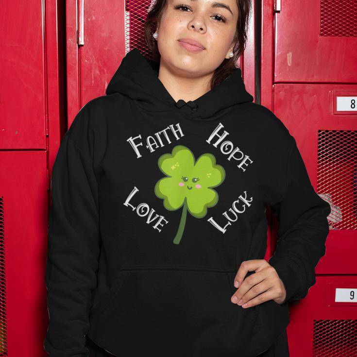 Faith Hope Love Luck 4 Leaf Clover Shamrock Women Hoodie Personalized Gifts
