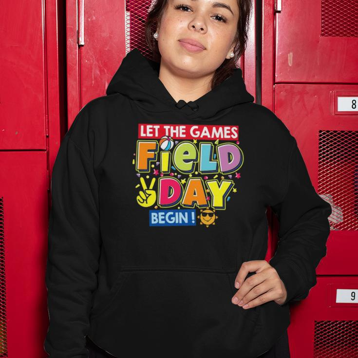 Field Day Let The Games Begin Kids Teachers Field Day 2022 Smile Face Women Hoodie Unique Gifts