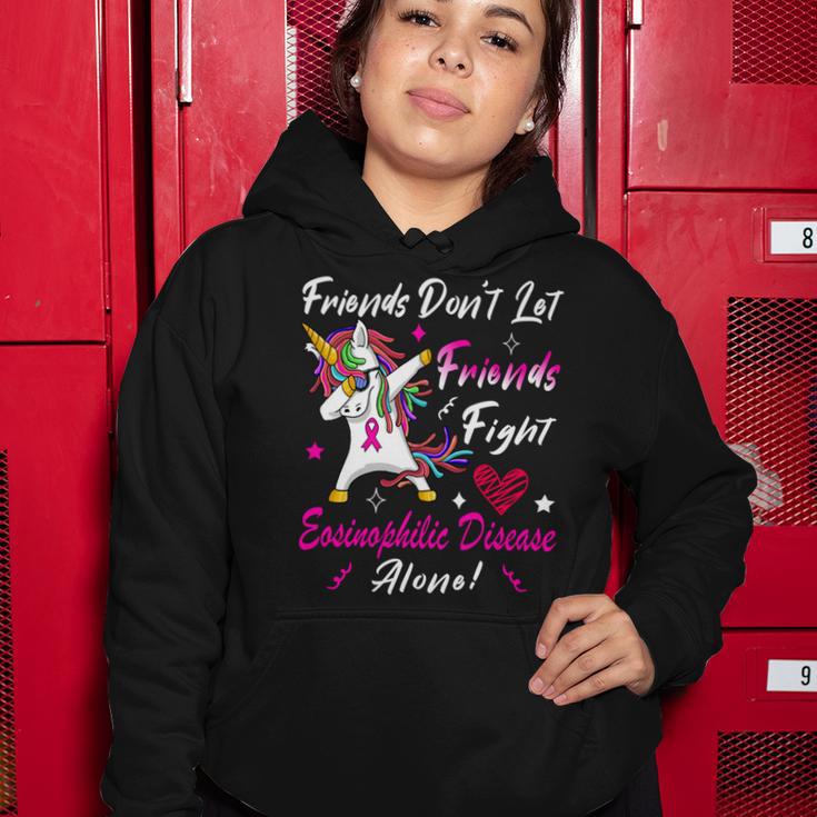 Friends Dont Let Friends Fight Eosinophilic Disease Alone Pink Ribbon Eosinophilic Disease Eosinophilic Disease Awareness Women Hoodie Funny Gifts