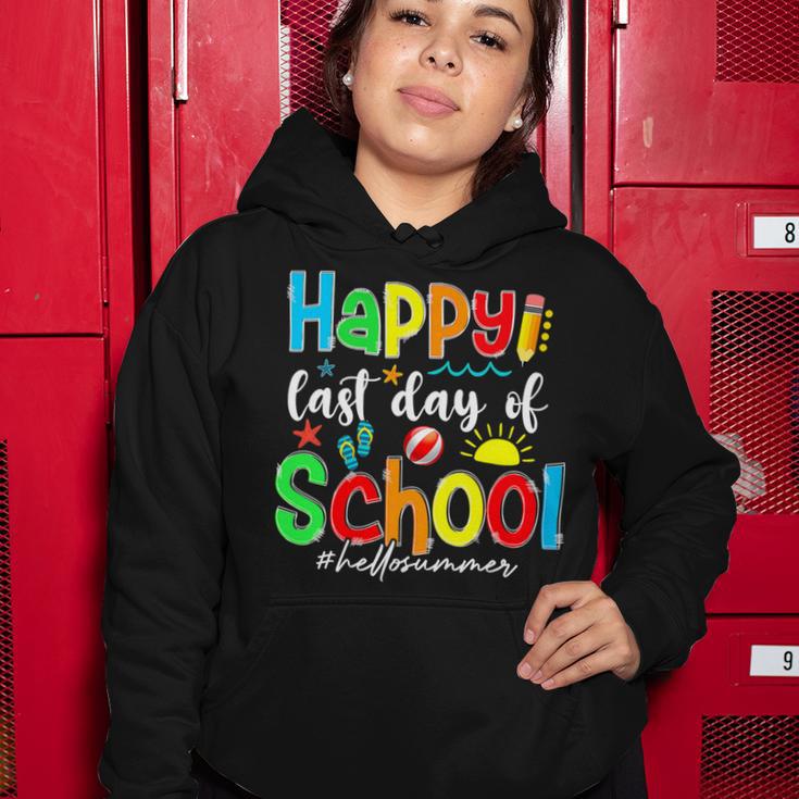 Funny Happy Last Day Of School Hello Summer Multicolored Women Hoodie Funny Gifts