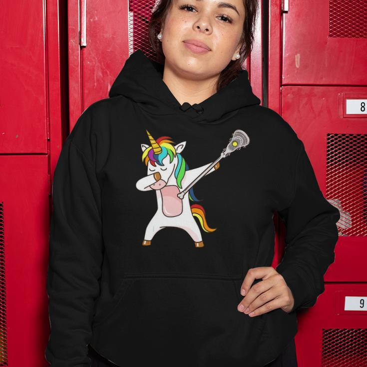 Funny Lacrosse Unicorn Dabbing Gift Women Hoodie Unique Gifts
