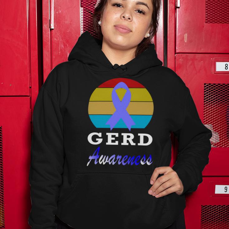 Gerd Awareness Vintage Periwinkle Blue Ribbon Gastroesophageal Reflux Disease Gerd Awareness Women Hoodie Funny Gifts