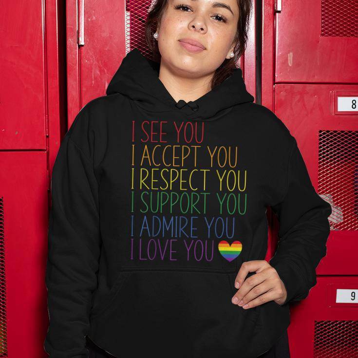 I See Accept Respect Support Admire Love You Lgbtq V2 Women Hoodie Funny Gifts