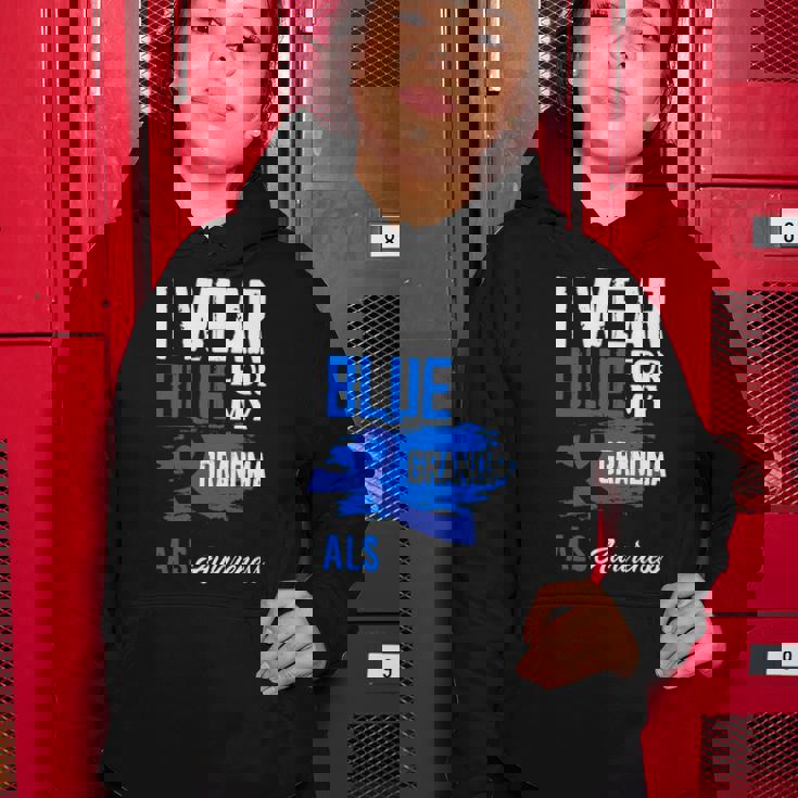 I Wear Blue For My Grandma Support Als Awareness Women Hoodie Unique Gifts