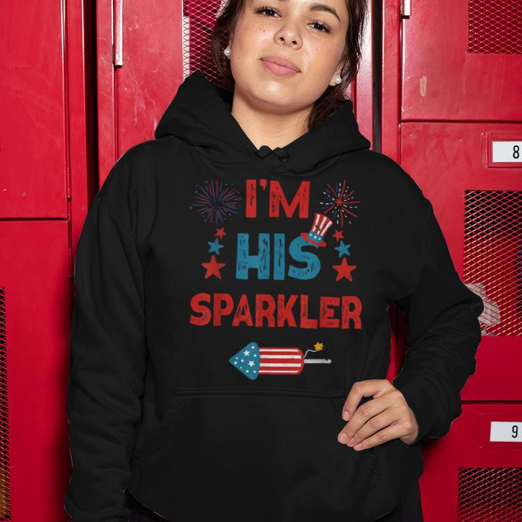 Im His Sparkler 4Th Of July Fireworks Matching Couples Women Hoodie Funny Gifts