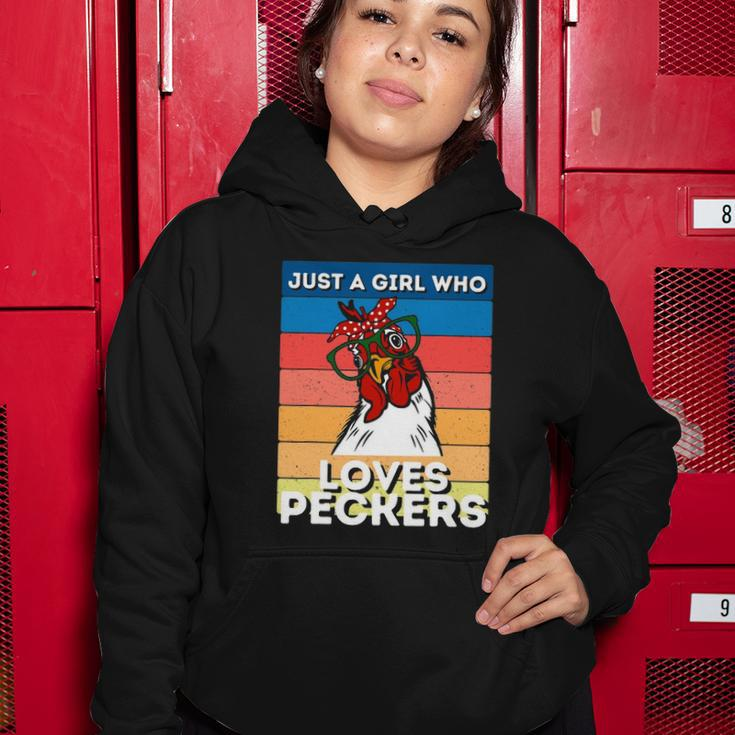 Just A Girl That Loves Peckers Funny Chicken Woman Tee Women Hoodie Unique Gifts