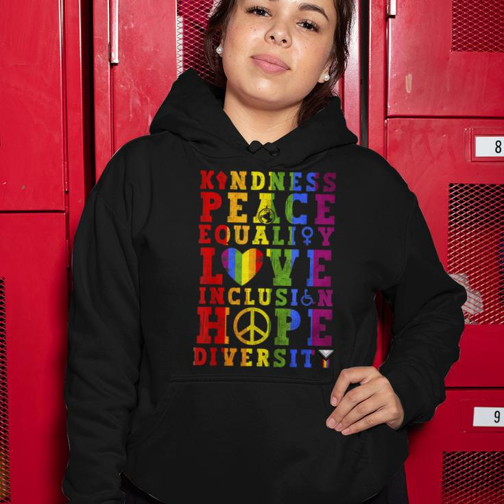 Kindness Equality Love Lgbtq Rainbow Flag Gay Pride Month Women Hoodie Unique Gifts