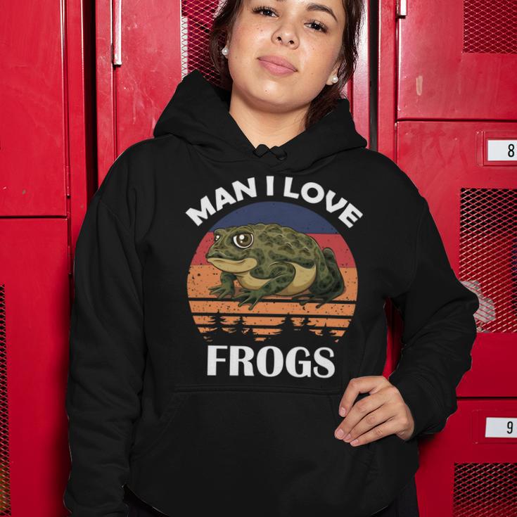 Man I Love Frogs Funny Retro Frog V2 Women Hoodie Funny Gifts