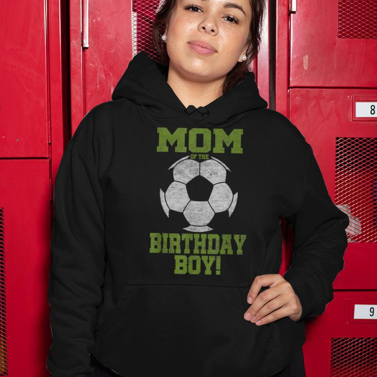 Mom Of The Birthday Boy Soccer Lover Vintage Retro Women Hoodie Funny Gifts