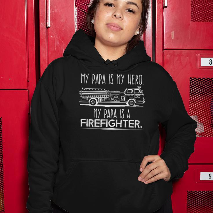 My Papa Is My Hero Firefighter For Grandchild Kids Women Hoodie Unique Gifts